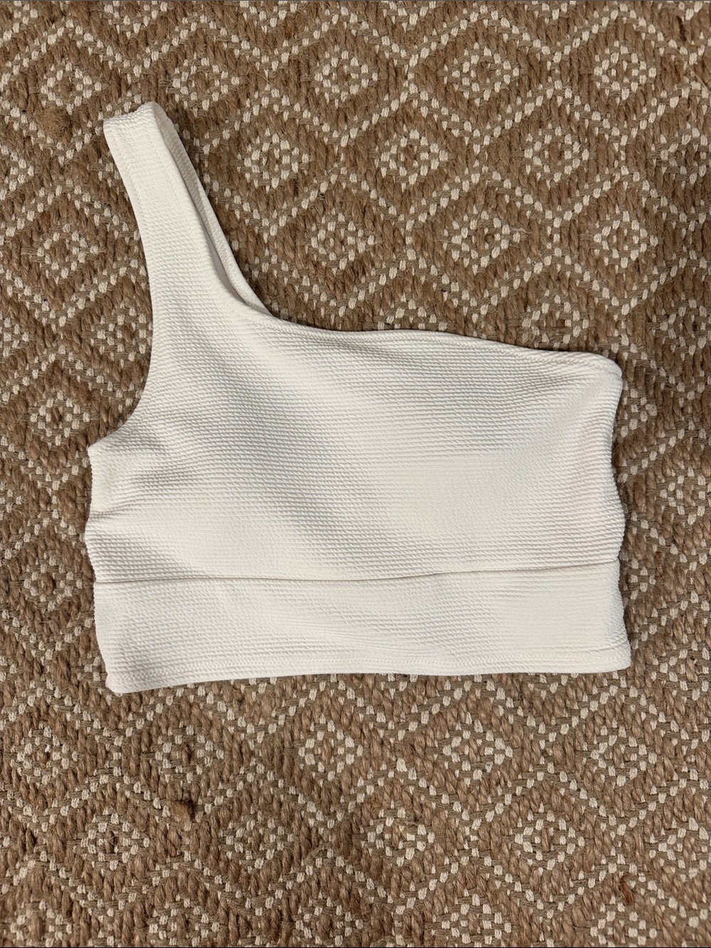 Old Navy One-Shoulder White Ribbed Bikini Top